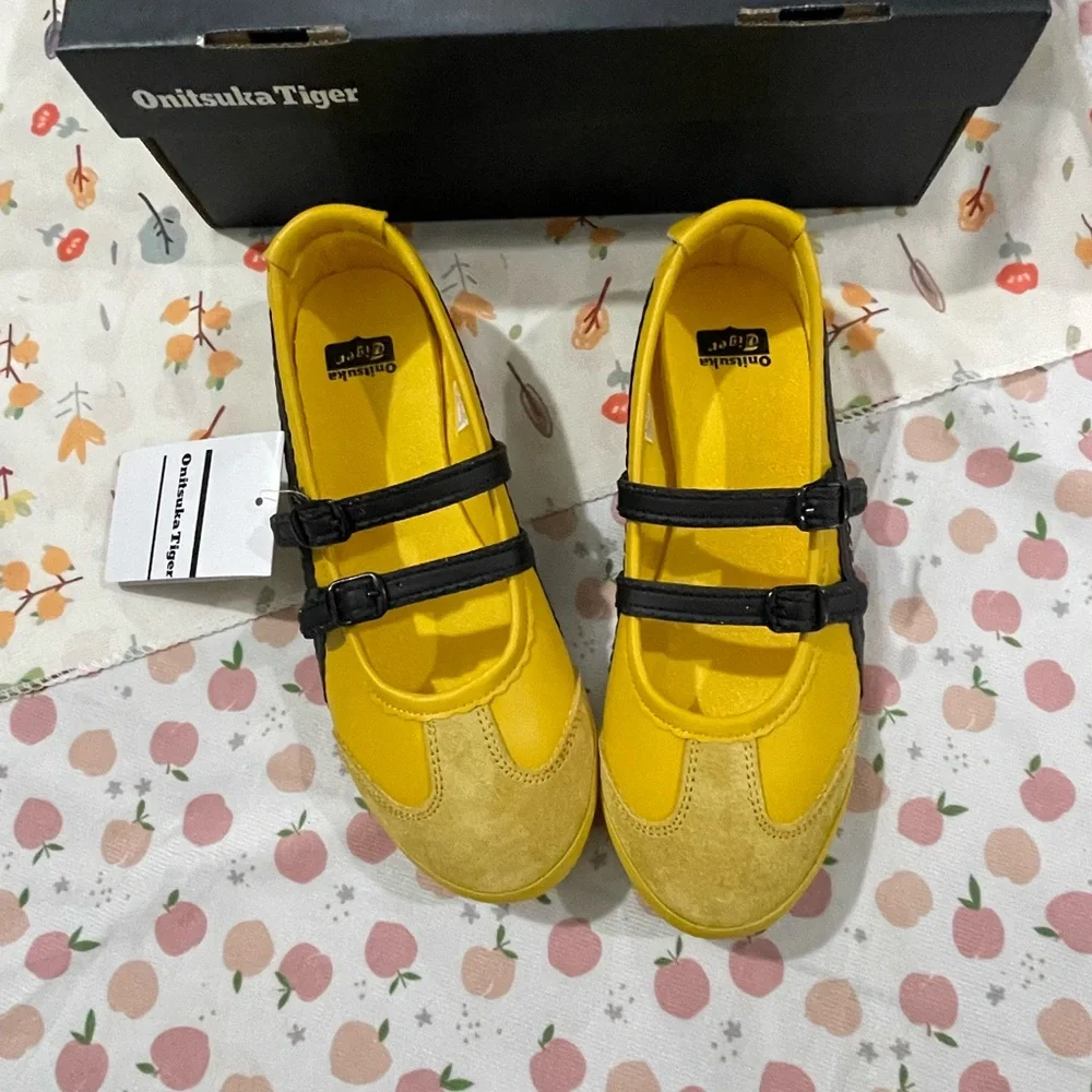 Onitsuka Tiger by Asics Yellow and Black Mary Jane Flats